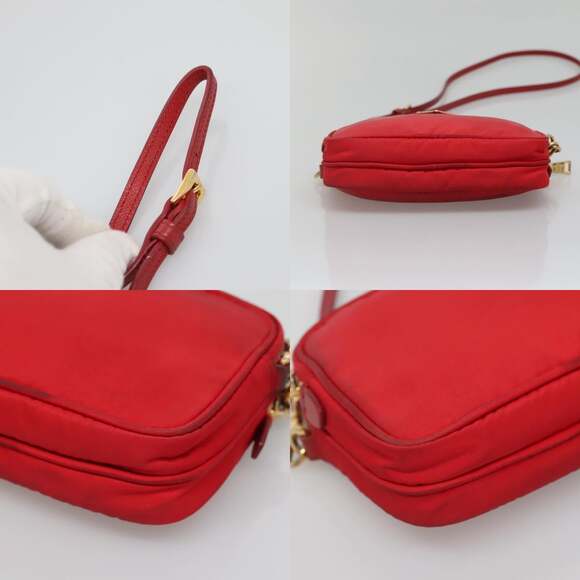 PRADA Shoulder Bag Nylon Red Gold - Picture 10 of 13